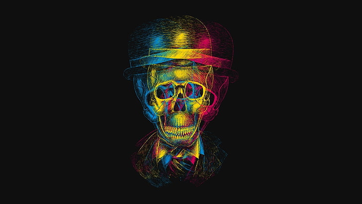 abstract skulls glasses tophat 3d simplistic simple bowler 1920x1080  People Glasses HD Art