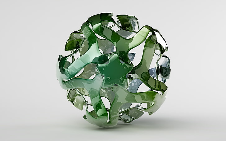 round green glass table decor, CGI, minimalism, abstract, sphere, HD wallpaper