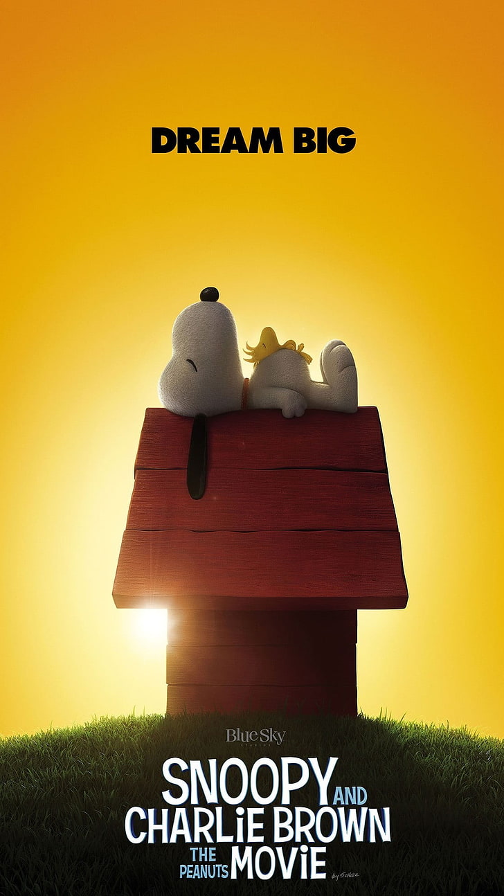 The Peanuts Movie 2015, Dream Big Snoopy on the house poster, HD wallpaper