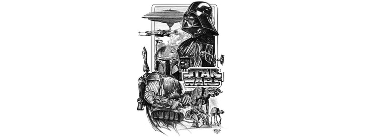 Star Wars Darth Vader illustration, x-wing, AT-AT, a-wing, HD wallpaper