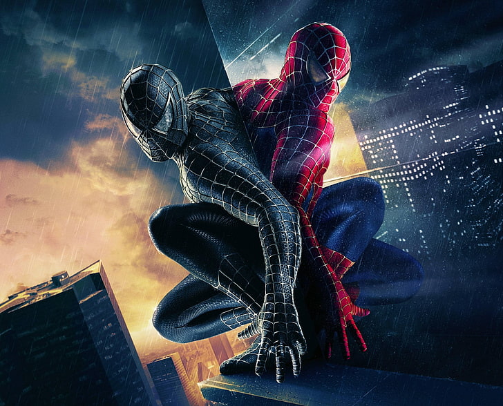 Symbiote and Spider-Man digital wallpaper, Spider-Man 3, architecture, HD wallpaper