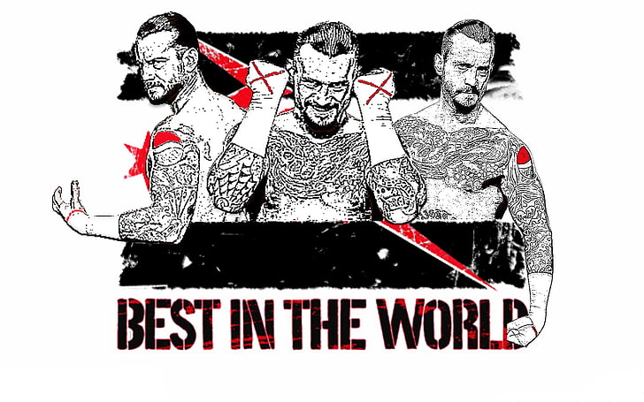 CM Punk Art, Best in The World illustration, WWE, wrestler, studio shot