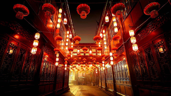 lights, street, home, China, Chengdu, Sichuan, Jinli Old Street