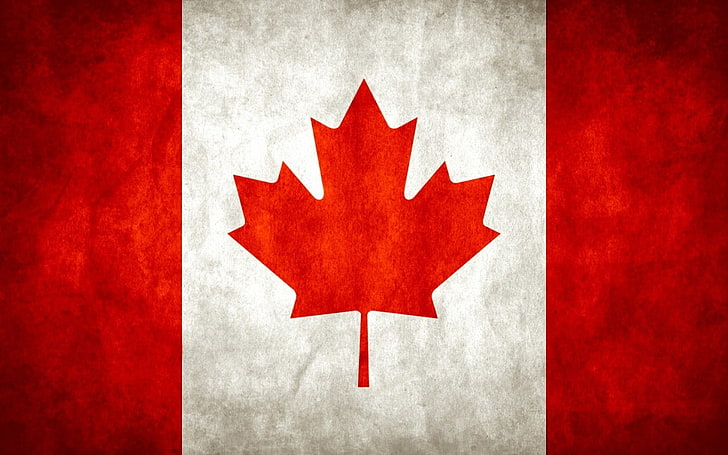 Flag of Canada, grunge, Canadian flag, red, patriotism, backgrounds, HD wallpaper