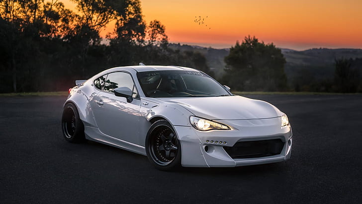 Toyota GT-86, JDM, Japanese cars, tuning, white cars, Rocket Bunny