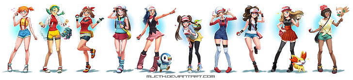 Mei(Pokémon), Haruka(Pokémon), Leaf(Pokémon), Rosa (Pokémon), HD wallpaper
