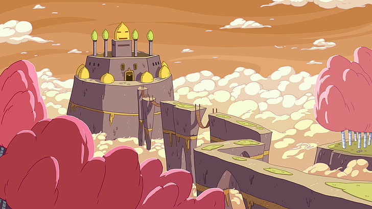 animated castle illustration, Adventure Time, cartoon, nature