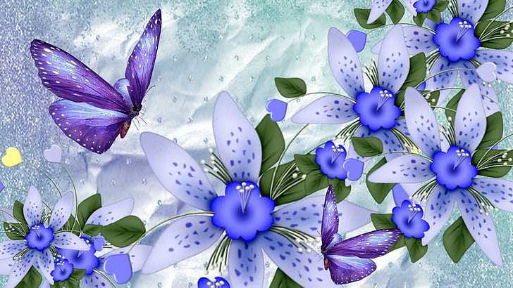 Winning Hearts Butterflies, fleur, papillon, flower, floral, butterfly, HD wallpaper