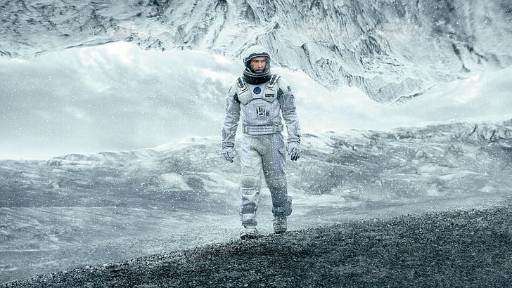 astronaut walking on gray surface, Interstellar, Matthew McConaughey