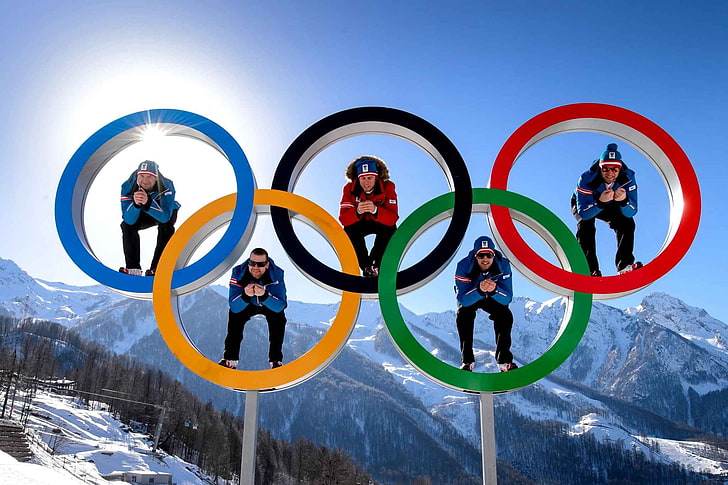 Olympics logo, 2014 winter paralympics, sochi 2014, people, men, HD wallpaper