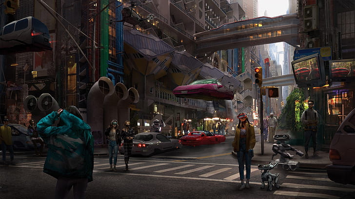 Hd Wallpaper Artwork Digital Science Fiction Car People Concept