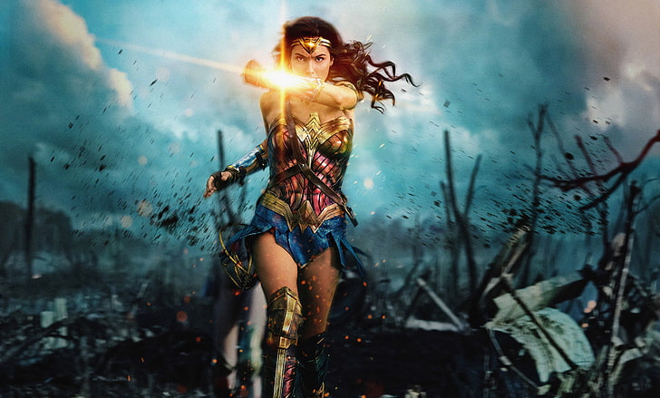 DC Wonder Woman, cinema, armor, war, movie, brunette, film, warrior, HD wallpaper