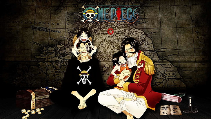 One Piece Monkey D. Dragon, Monkey D. Luffy, Gol D. Roger, and Ace digital wallpaper, HD wallpaper
