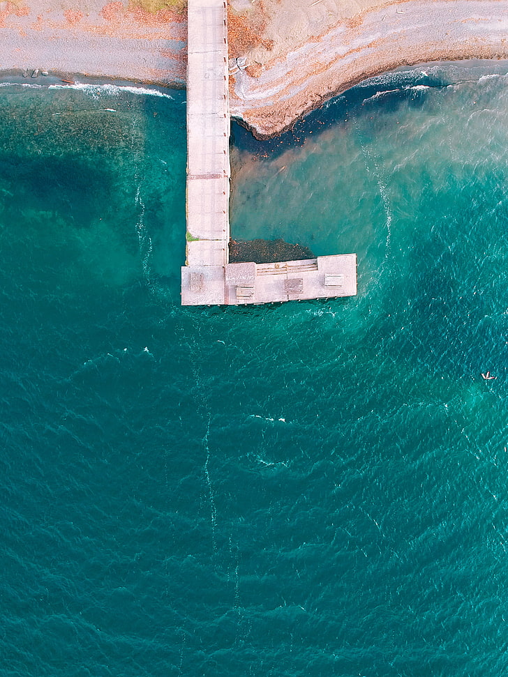 gray boat dock, nature, water, beach, sea, day, no people, swimming pool, HD wallpaper