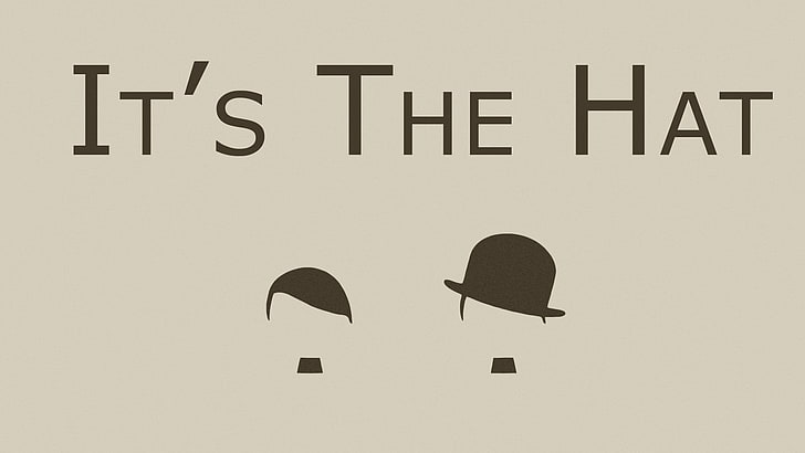 white background with It's The Hat text overlay, Charlie Chaplin, HD wallpaper