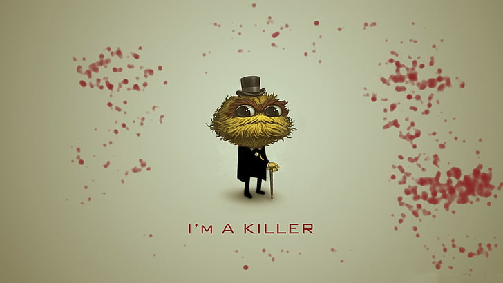 brown fur monster illustration, Sesame Street, death, humor, suits