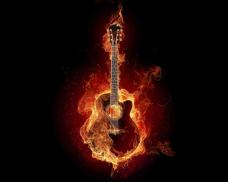 guitar with fire clip art, Music, backgrounds, abstract, fire - Natural Phenomenon