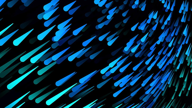 blue and teal meteor graphics wallpaper, digital art, black background