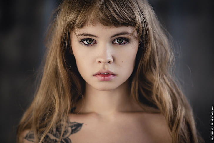 Anastasia Scheglova, Beautiful Woman, Flowers Tattoo, Portrait, HD wallpaper