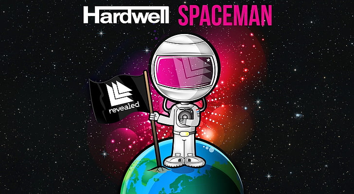 Hardwell, Hardwell Spaceman text overlay, Music, communication, HD wallpaper