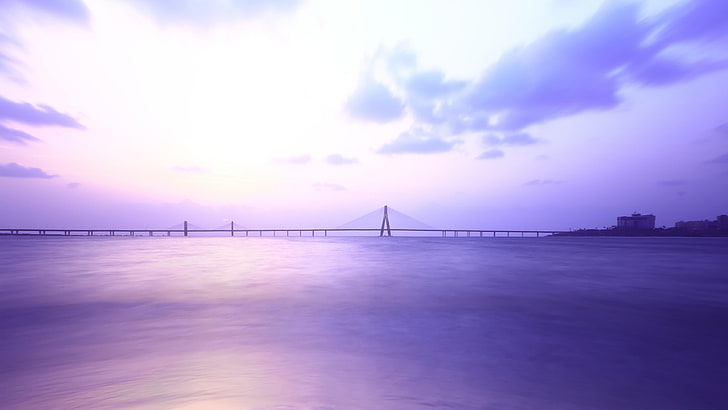 mumbai, india, asia, bridge, sea, sky, water, architecture HD wallpaper