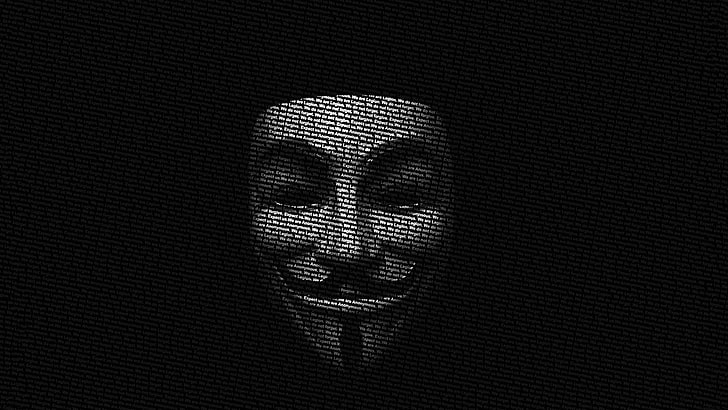Guy fawkes mask, typography, V for Vendetta, typographic portraits, HD wallpaper