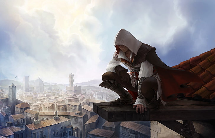 HD wallpaper: Assassin's Creed wallpaper, roof, the city, height, Ezio,  architecture | Wallpaper Flare