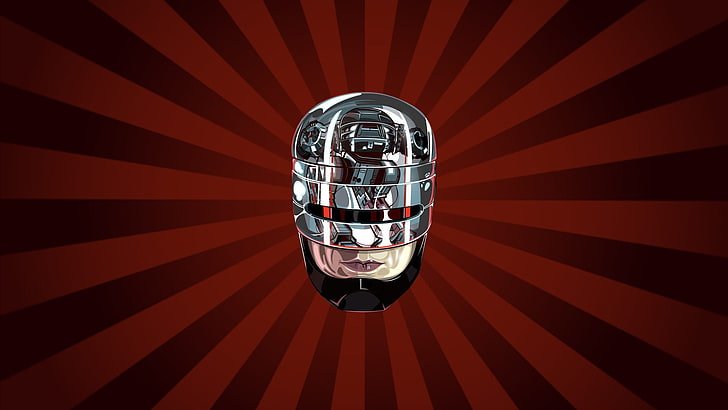 RoboCop, artwork, cyborg, movies, red, indoors, reflection, HD wallpaper