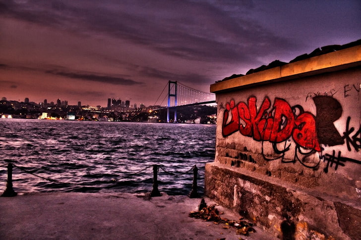 graffiti, Istanbul, Turkey, Bosphorus, üsküdar, HDR, cityscape, HD wallpaper