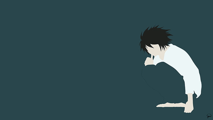 man wearing white shirt vector art, Anime, Death Note, L (Death Note)