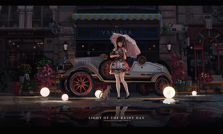 T5, anime girls, architecture, illuminated, art and craft, built structure
