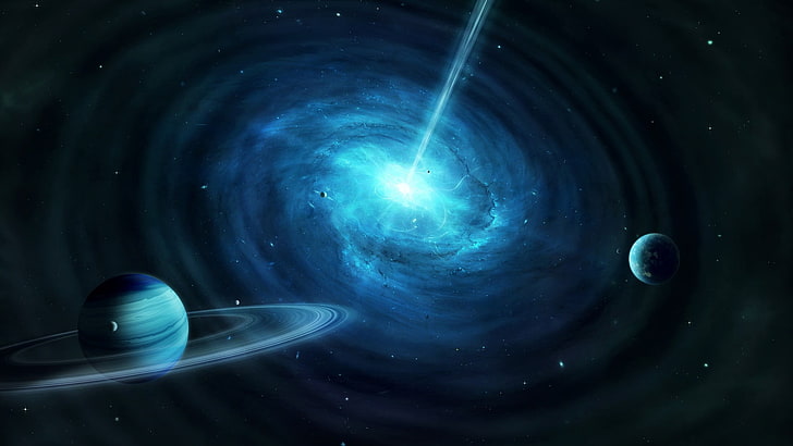 Saturn illustration, universe, planet, black holes, planetary rings