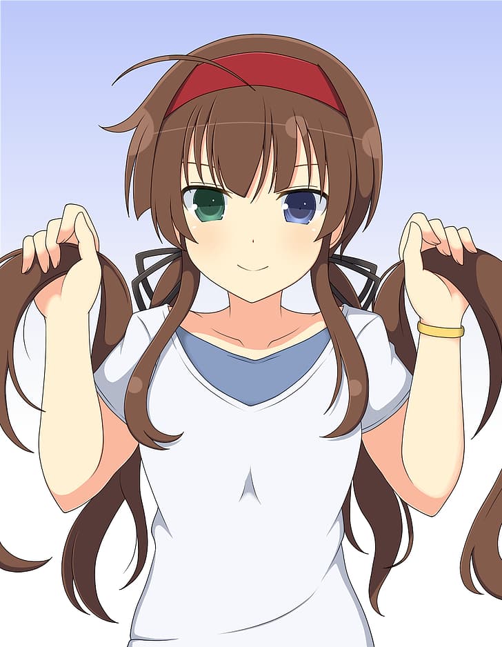 anime, anime girls, Ryoubi (Senran Kagura), long hair, brunette, HD wallpaper