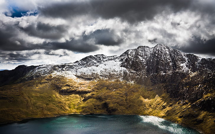 Snowdon, mountains, wale, nature, winter