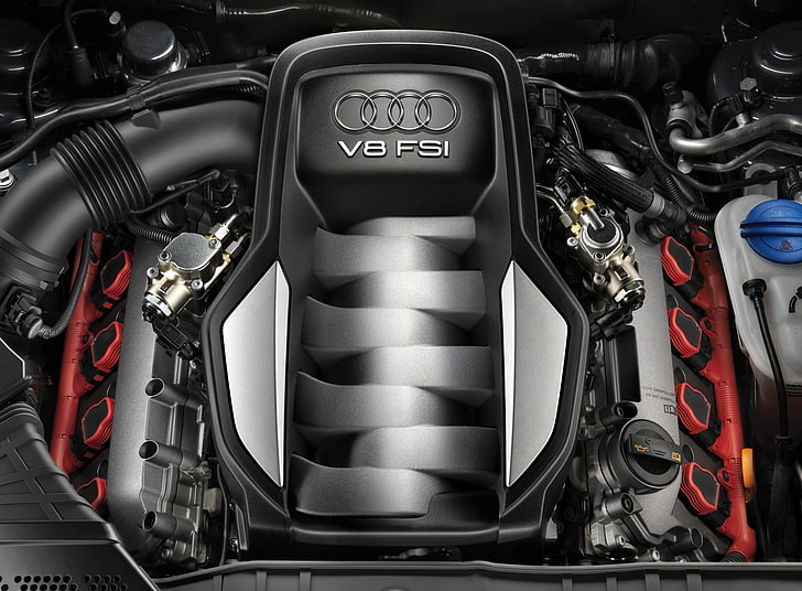 Audi S5 Coupe Car 8, gray and black Audi V8 FSI engine bay, Cars