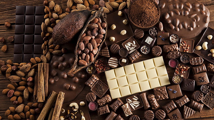 chocolate, chocolate bar, praline, food, chocolatier, cocoa bean, HD wallpaper