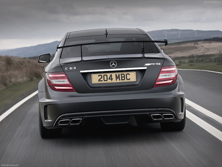 2012, amg, black, c63, cars, coupe, mercedes-benz, series, mode of transportation, HD wallpaper