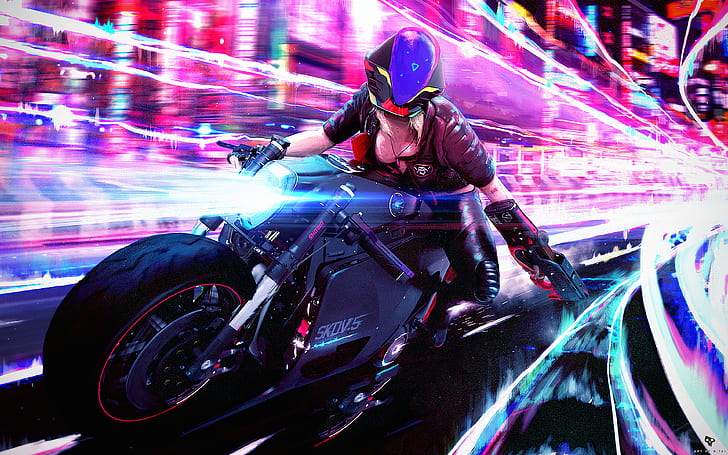 Sci Fi, Cyberpunk, Futuristic, Girl, Motorcycle, Woman, HD wallpaper