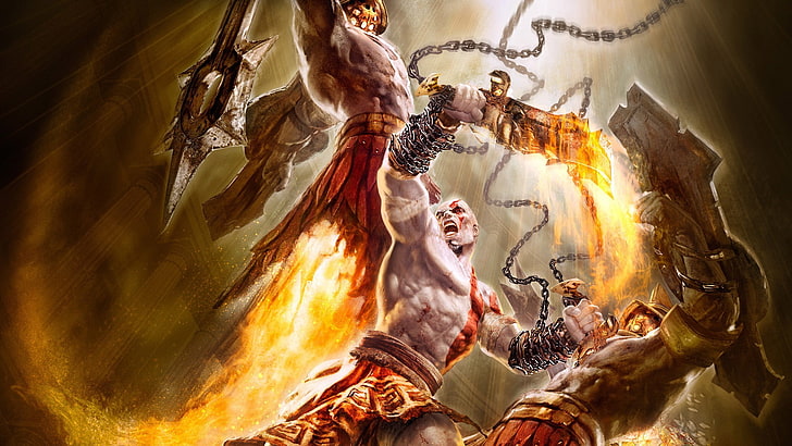 God of War Kratos digital wallpaper, God of War: Chains of Olympus