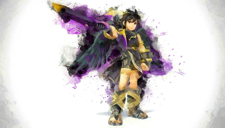 green and purple floral wreath, Super Smash Brothers, one person, HD wallpaper