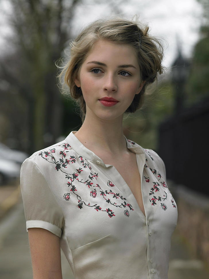 blonde actress hermione corfield women blue eyes face portrait, HD wallpaper