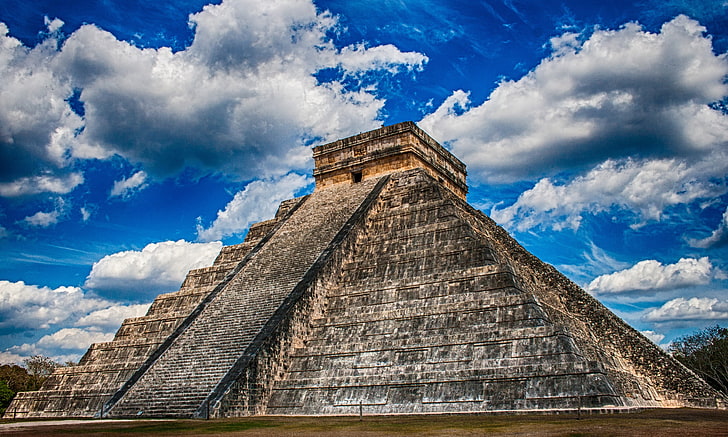 brown and white concrete house, Mexico, temple, Maya (civilization), HD wallpaper