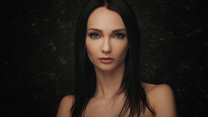 women, Kseniya Alekseevskaya, Sergey Fat, face, portrait, green eyes, HD wallpaper