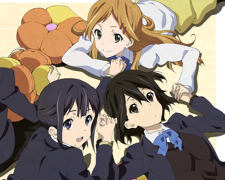 anime girls, Kokoro Connect, Inaba Himeko, Kiriyama Yui, Nagase Iori, HD wallpaper