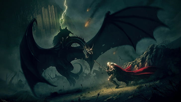j r r_ tolkien fantasy art the lord of the rings battle owyn witchking of angmar nazgl, HD wallpaper