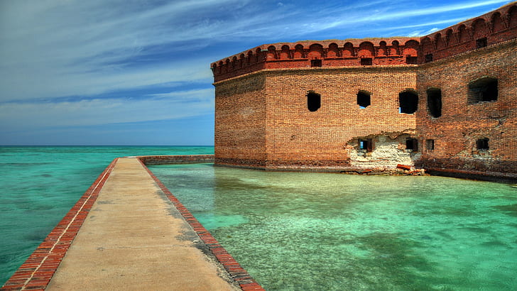 sea, arch, Fort Jefferson, HD wallpaper