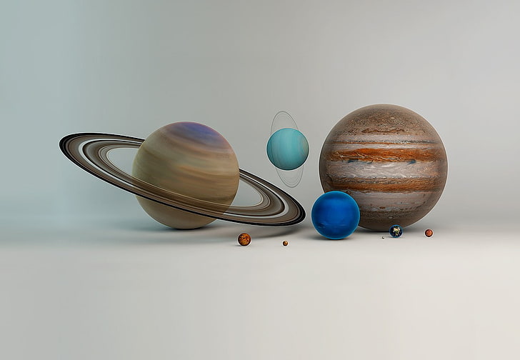 Solar System, planet, planetary rings, studio shot, still life, HD wallpaper