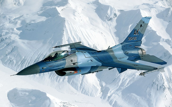 F-16 Aggressor, blue and gray fighter plane, Aircrafts / Planes