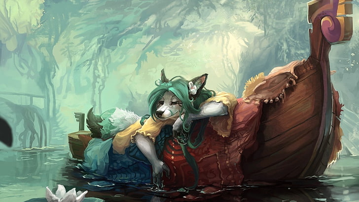 furry, Anthro, water, representation, art and craft, nature, HD wallpaper