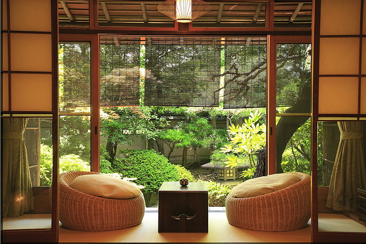 Asia, architecture, building, ancient, Japanese, window, plant, HD wallpaper